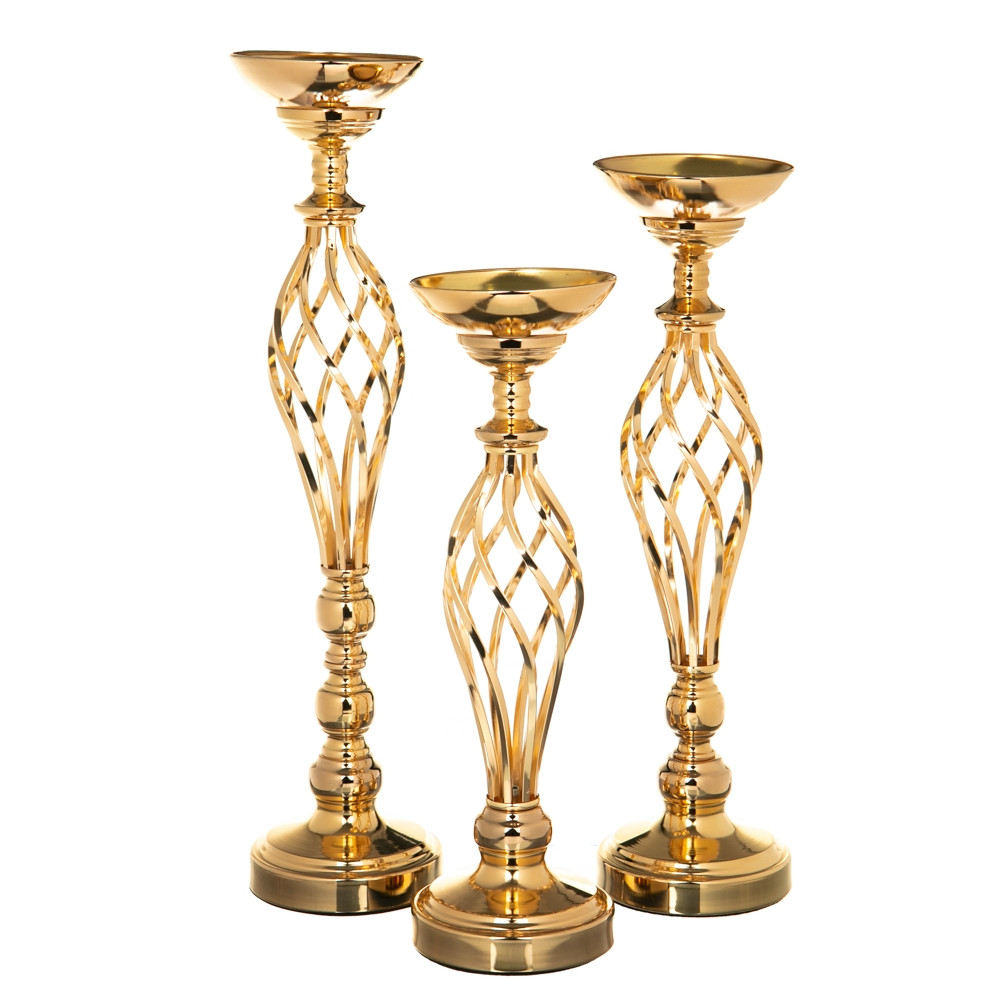 Набір флористичних підставок 59 см "Лукреція" (3шт.) матеріал метал, колір золото (2009-053)