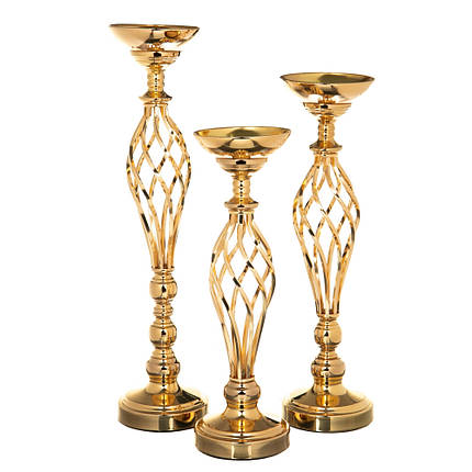 Набір флористичних підставок 59 см "Лукреція" (3шт.) матеріал метал, колір золото (2009-053), фото 1