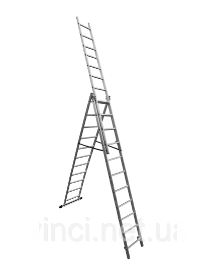 Драбина універсальна 3х11 Drabest Лестница 3-секционная универсальная Розкладна Стремянка алюмінієва Польша
