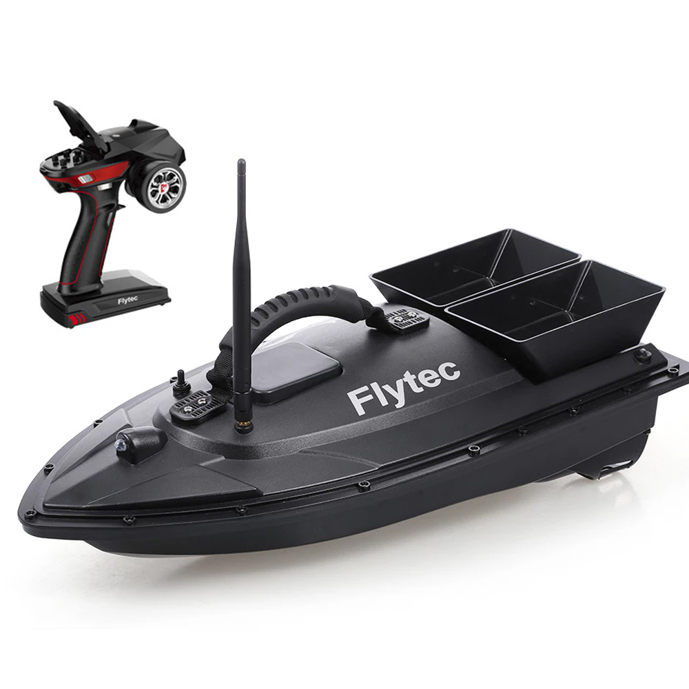 Кораблик для підгодовування риби на 2 відсіки Flytec V500, на радіоуправлінні, до 500 м, чорний