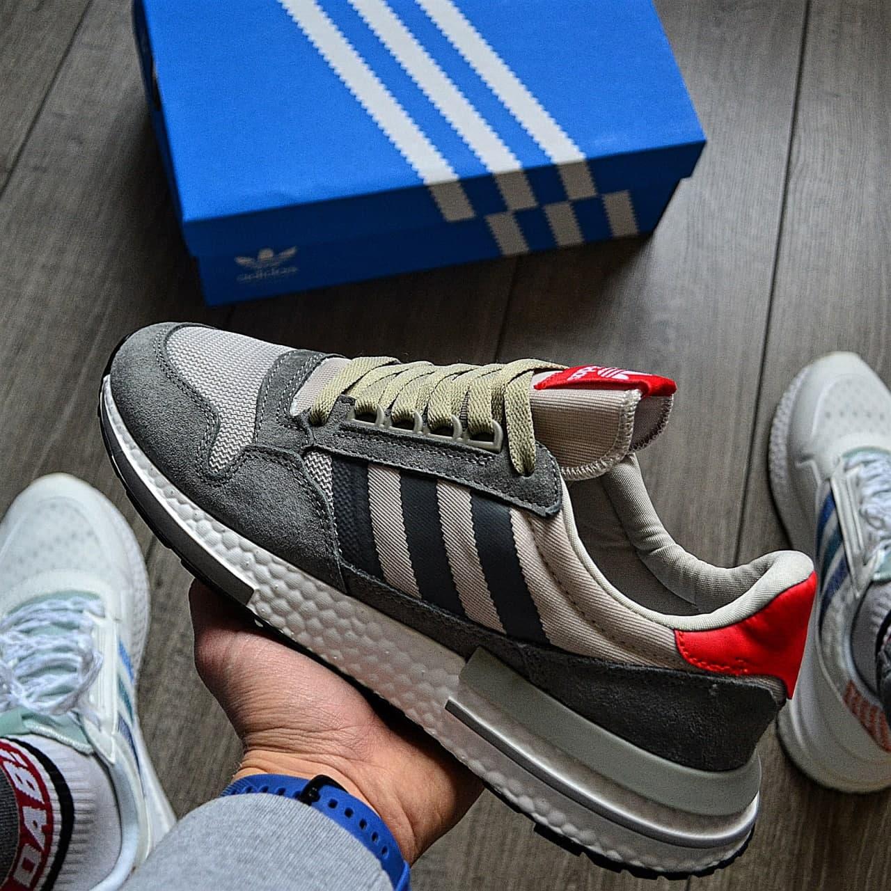 Чоловічі кросівки Adidas ZX 500 RM Grey Four Взуття Адідас ЗХ 500 сірі замшеві сітка текстиль демісезон В'єтнам
