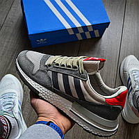 Мужские кроссовки Adidas ZX 500 RM Grey Four Обувь Адидас ЗХ 500 серые замш сетка текстиль Вьетнам