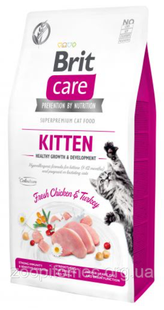 Сухий корм для кошенят Brit Care (Брит Кеа) Grain-Free Kitten Healthy Growth And Development для кошенят Здоровий