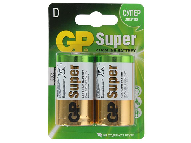 Батарейки GP Super 13A-U2 LR-20/блістер 2шт (10)(80), фото 1