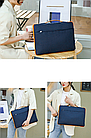 Сумка для ноутбука синя 15,6" з помаранчевою блискавкою Slim Orang чохол з ручкою до ноутбуку 15 дюймів синій, фото 7