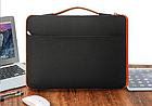 Сумка для ноутбука синя 15,6" з помаранчевою блискавкою Slim Orang чохол з ручкою до ноутбуку 15 дюймів синій, фото 3