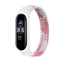 Ремешок BeCover Elastic Nylon Style для Xiaomi Mi Smart Band 5/Mi Smart Band 6 Size L Pink/White (706164)