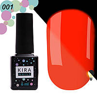 Гель-лак Kira Nails FLUO № 001 (помаранчевий, флуоресцентний), 6 мл