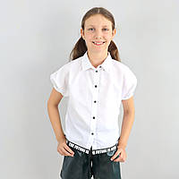 3836-01 Дитяча блуза біла корткий рукав тм Mevis розмір 152,158 см