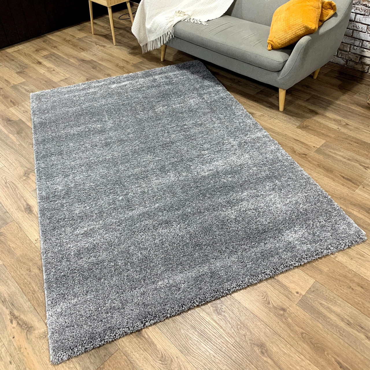 Килим з довгим ворсом 0016 сірий, фото 1