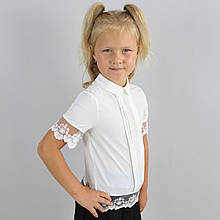 3716-02 Блуза молочна короткий рукав тм Mevis розмір 140 см