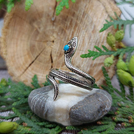 Змія з каменем, Змія королева, Змія принцеса Кільце жіноче, колечко, фото 1