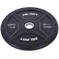 Бамперні диски гумові Bumper Plates Zelart TA-2258-5 50,4мм 5кг чорний