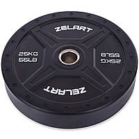 Бамперні диски гумові Bumper Plates Zelart TA-2258-25 50,4мм 25кг чорний