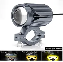 МОТО Світлодіодні лінзи TRI COLOR МІНІ протитуманки + дальні + стробоскоп Bi-LED MOTO FOG mini TRI COLOR, фото 3