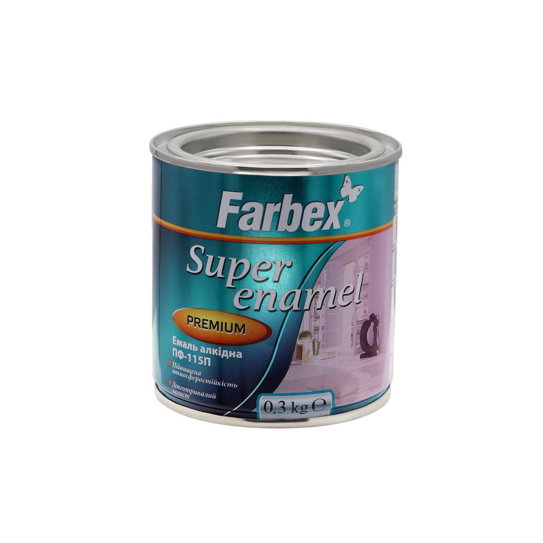 Емаль алкідна ПФ-115П "Farbex" червона - 0,3 кг.