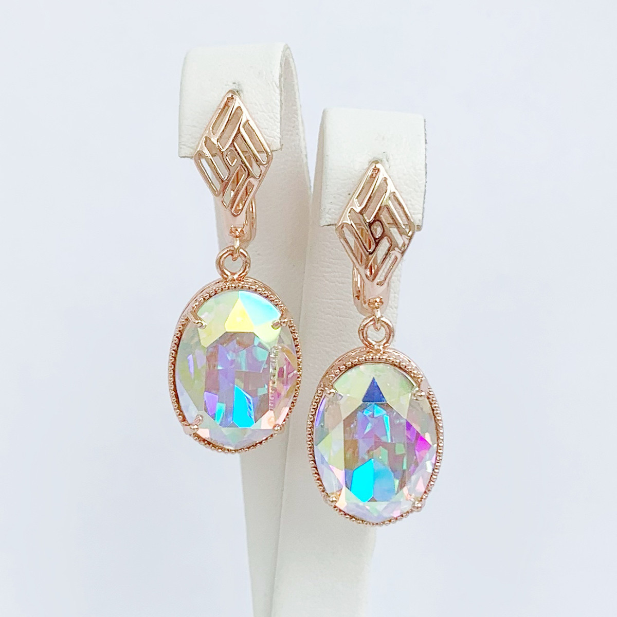 Сережки SONATA з медичного золота, кристали Swarovski кольори "Хамелеон", позолота PO, 25592