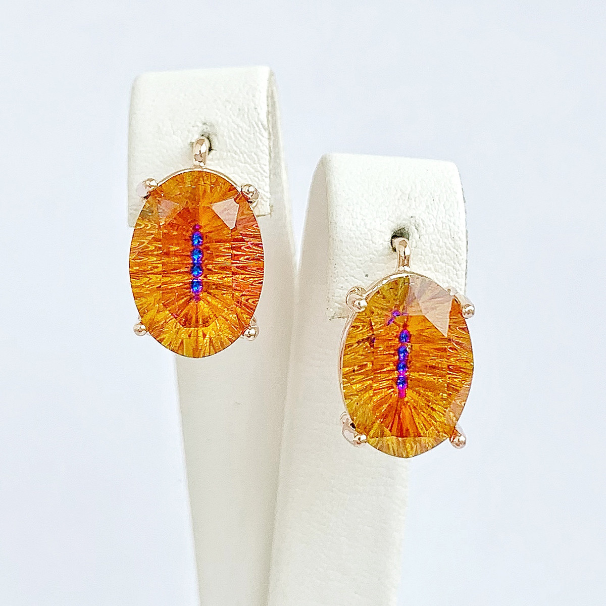 Сережки SONATA з медичного золота, кристали Swarovski жовтогарячого кольору, позолота PO, 25599