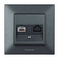 Розетка компьютерная Panasonic Arkedia Slim RJ45 дымчатая