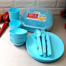 Пластиковий посуд для пікніка на 6 персон 38 предмета