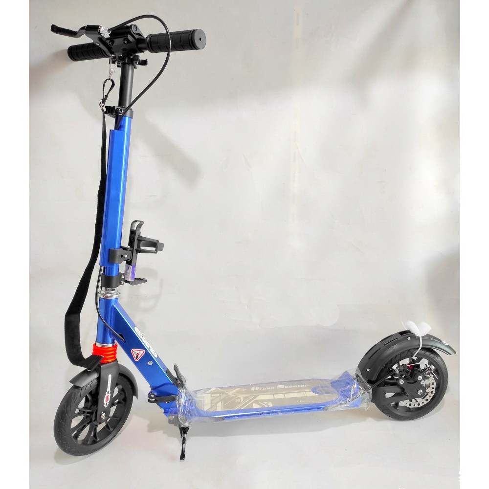 Двоколісний Самокат Scooter Urban Sport 117B Синій з підсклянником. ДИСКОВИЙ ГАЛЬМО!. Від 6 до 18 років