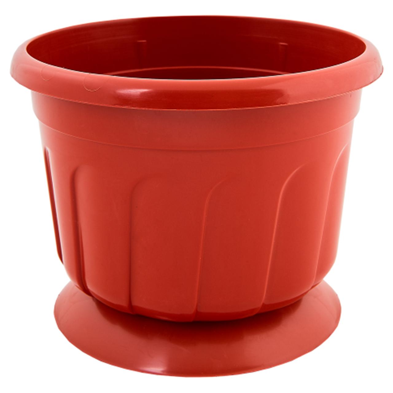 Вазон Ріна круглий з підставкою 14х10 см 0.9 л теракот Алеана, фото 1