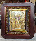 Ікона Святий Миколай Чудотворець у темному дерев'яному кіоті під склом, розмір кіота 20*18, сюжет 10*12., фото 3