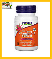 Витамин Д3, Now Foods,Vitamin D3 5000 МЕ, 240 капсул