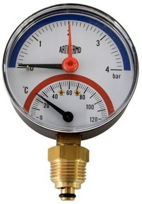 Термоманометр радіальний ARTHERMO T1110 (80мм, 0-4 бар, 0-120°С)