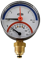 Термоманометр радиальный ARTHERMO T1110 (80мм, 0-4 бар, 0-120°С)