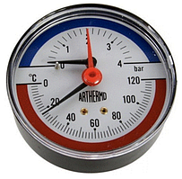 Термоманометр осьової ARTHERMO T1003 (80мм, 0-4 бар, 0-120°С)