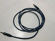 Кабель акустичний AUX 3,5 мм 1,5 м, тканина Blue/Black