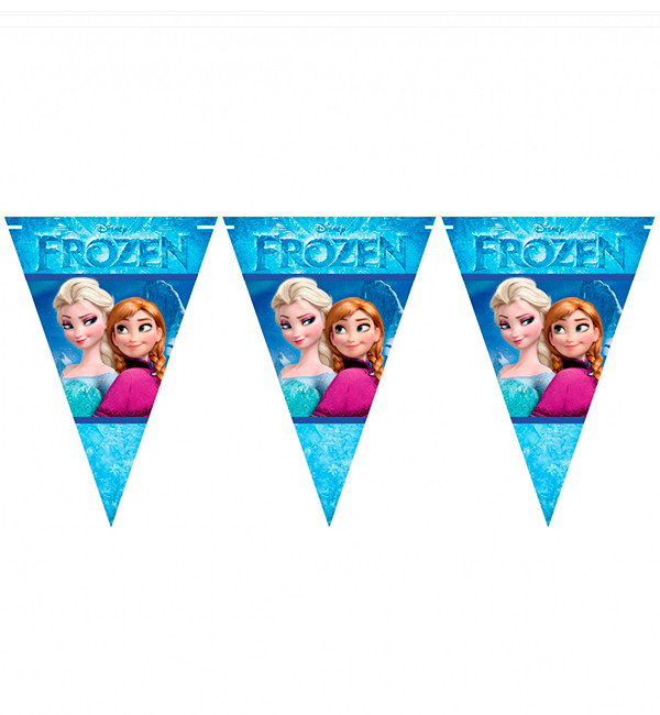 Паперова гірлянда прапорця "Холодне серце", довжина - 2.5 м., (9 прапорців)