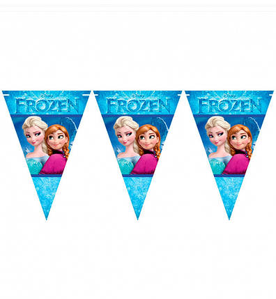 Паперова гірлянда прапорця "Холодне серце", довжина - 2.5 м., (9 прапорців), фото 1