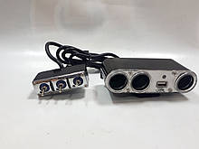 Трійник в прикурювач 0211+USB+"ON/OFF" 12V