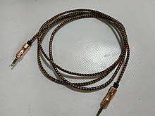 Кабель акустичний AUX 3,5 мм 1,5 м, тканина Black/Gold