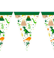 Паперова гірлянда прапорця "Dino", довжина - 2м., (10 прапорців)