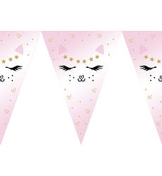 Паперова гірлянда прапорця "Кішечка", довжина - 2м., (10 прапорців)