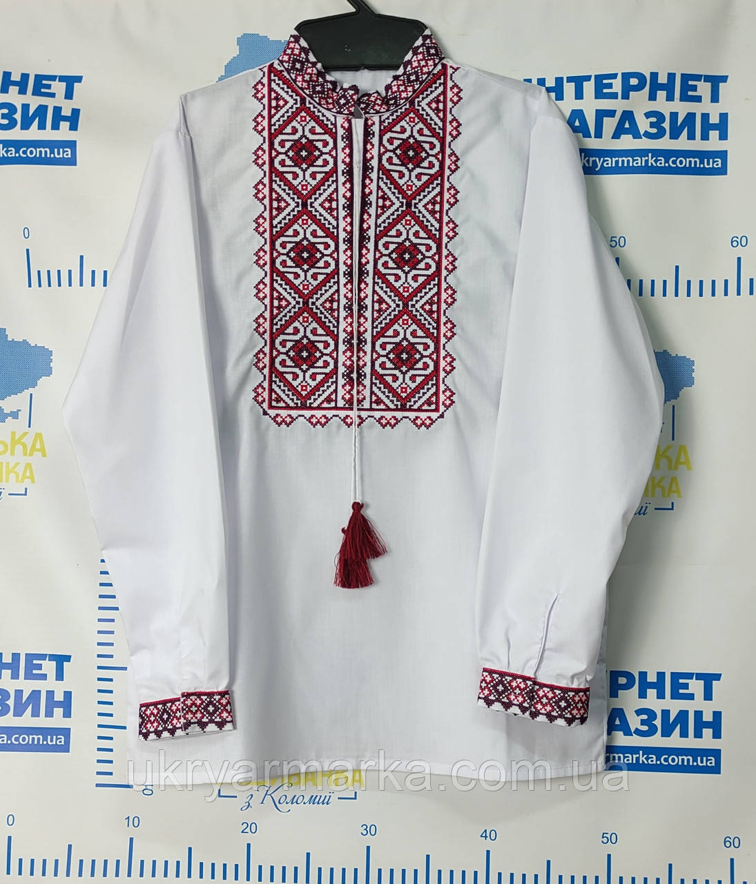 Вишита сорочка класична на сорочковій тканині "Хлопчик"  92 червон