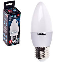 Лампа світлодіодна 220V E27 6W свічка 540Lm 4000K 160º LEDEX (чіп Epistar) Тайвань