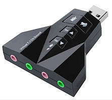 Зовнішня звукова карта USB 7.1 Dynamode Virtual 90 дБ 3D для ноутбуків ПК із кнопками керування