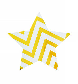Гірлянда з картону "Star", (10 шт), колір - білий із золотими смужками, фото 4