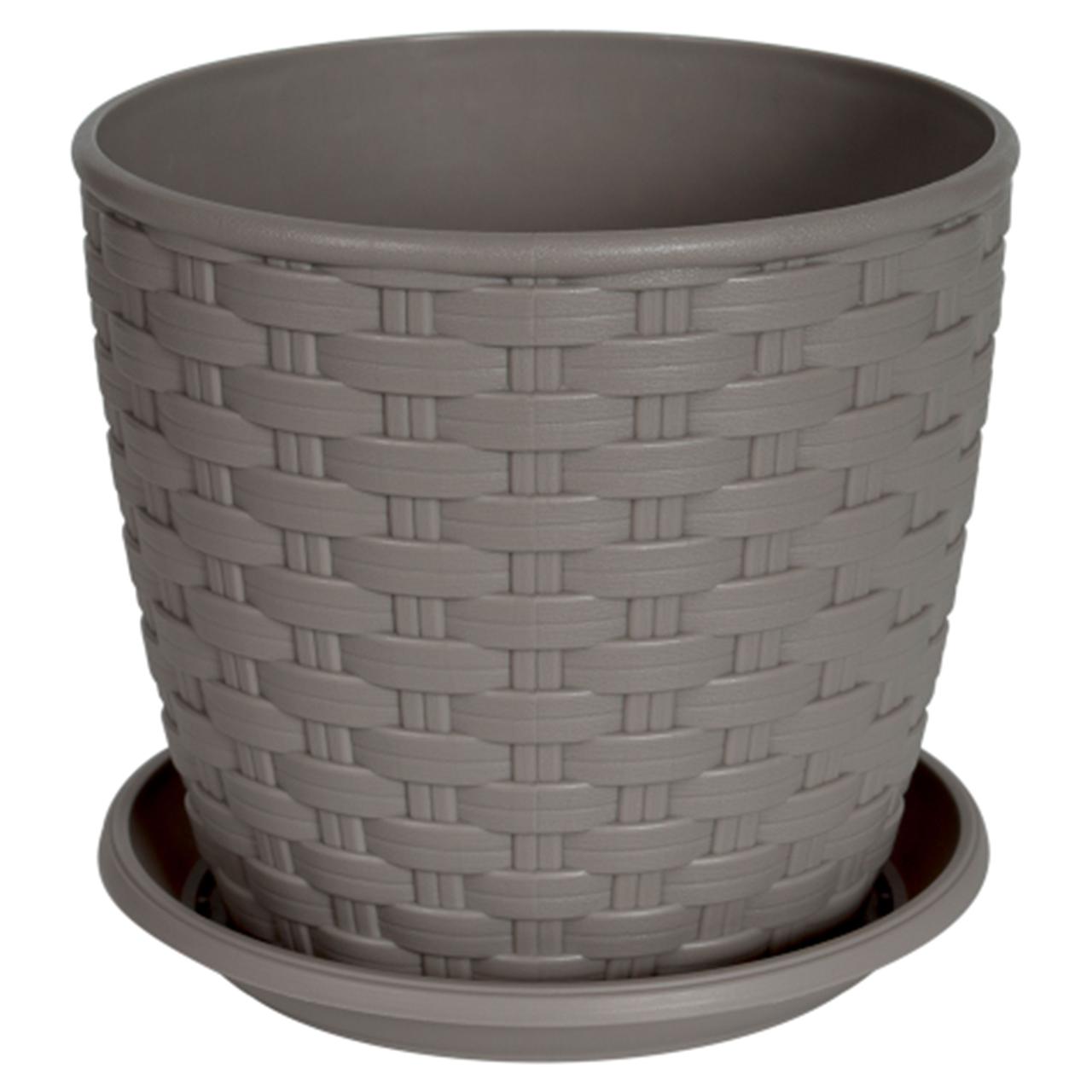 Вазон Ротанг круглий з підставкою 24х22 см 7.6 л какао Алеана, фото 1