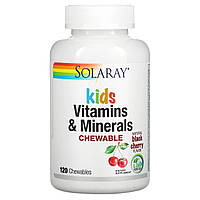 Витамины и минералы для детей Solaray Vitamins Minerals 120 жевательных таблеток со вкусом черной вишни