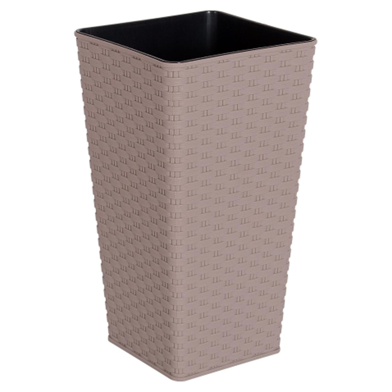 Вазон Ротанг квадратний високий 22х41.5 см 7 л какао Алеана, фото 1