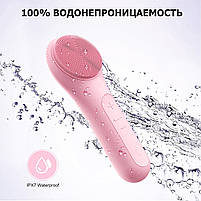 Очищаюча щітка для обличчя XN119 силіконова електрична щіточка для вмивання з функцією масажу та нагріву, фото 5