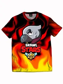 Футболка для хлопчиків Бравл Старс Ворон вогонь принт 3D