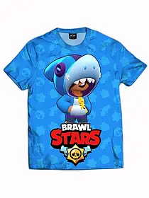 Футболка дитячого Леон акула Бравл Старс принт 3D