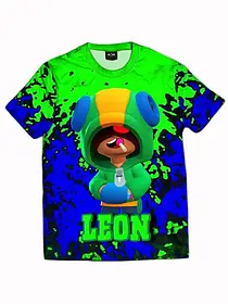 Футболка дитячого Леон Бравл Старс принт 3D