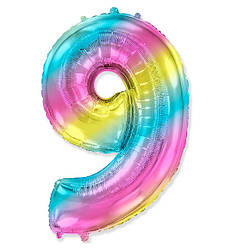 Кулька Цифра "9" (36 см), Іспанія, колір - веселка